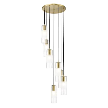 Z-Lite Alton Chandelier, 7-Light, 18 In.W x 14.25 In.H, Modern Gold/Clear+Frosted 824P-7R-MGLD